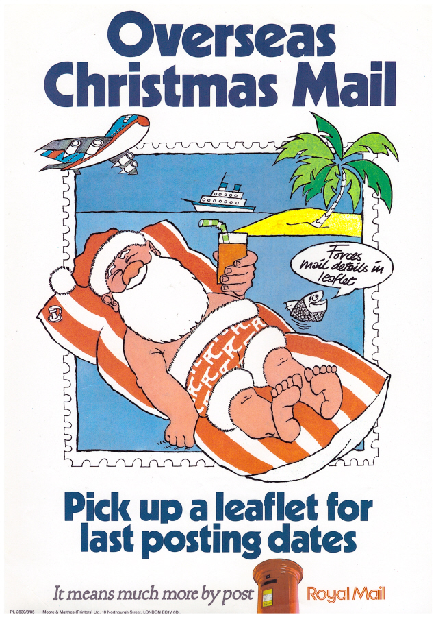 (image for) 1985 Overseas Christmas Mail Post Office A4 poster. PL 2830/8/85. - Click Image to Close